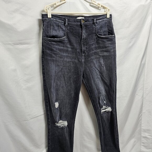 Favorite Daughter Jordie Charcoal Gray Distressed Jeans Size 34 Stretch Cotton - Picture 7 of 16